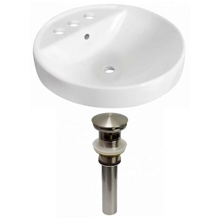 18.25-in. W Drop In White Vessel Set For 3H4-in. Center Faucet